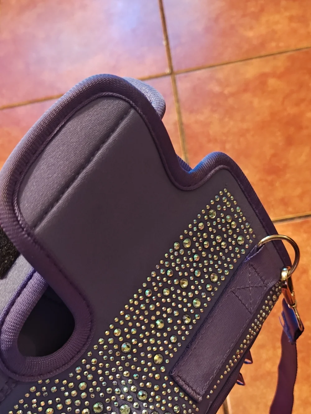 Blue Rhinestone Crossbody Phone Holster with Adjustable Strap